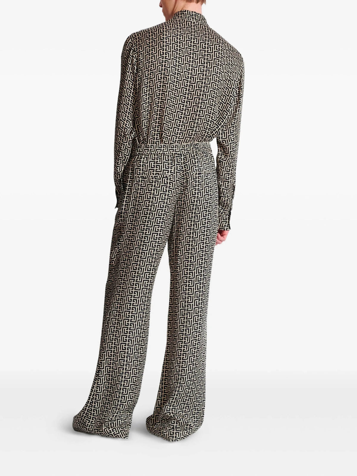 Monogrammed flowing trousers