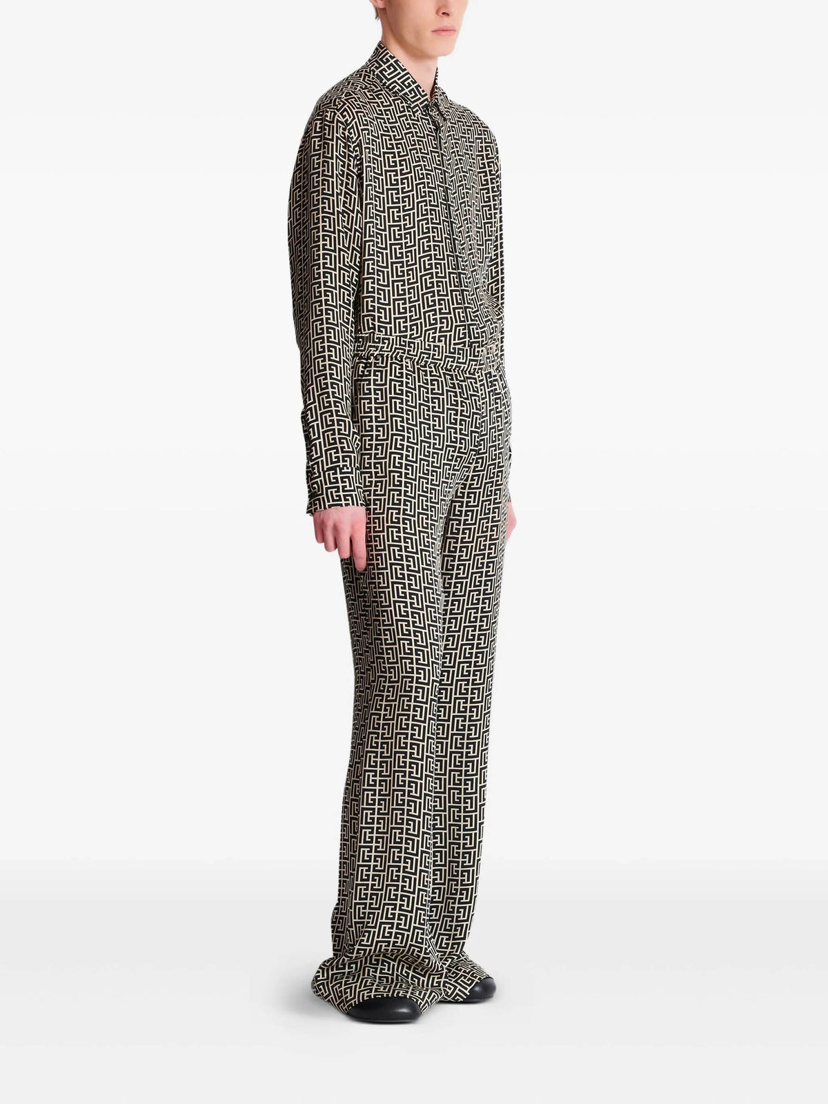 Monogrammed flowing trousers