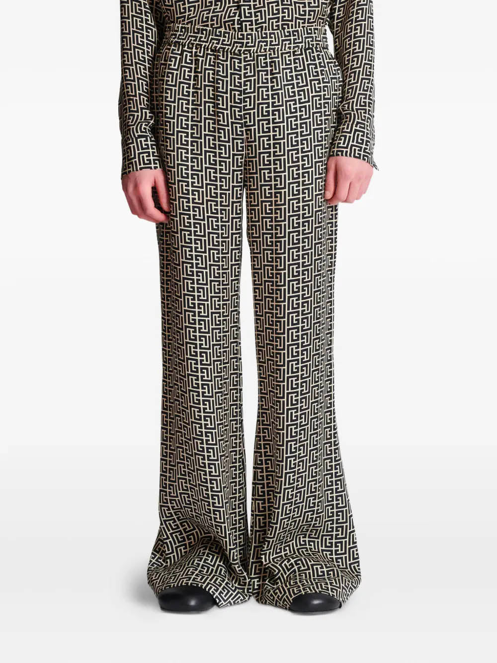 Monogrammed flowing trousers