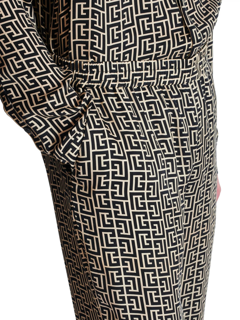 Monogrammed flowing trousers