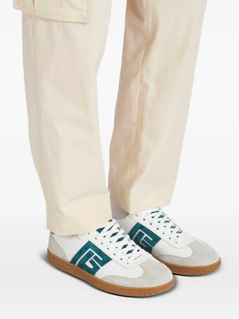 Balmain Swan suede and smooth leather trainers