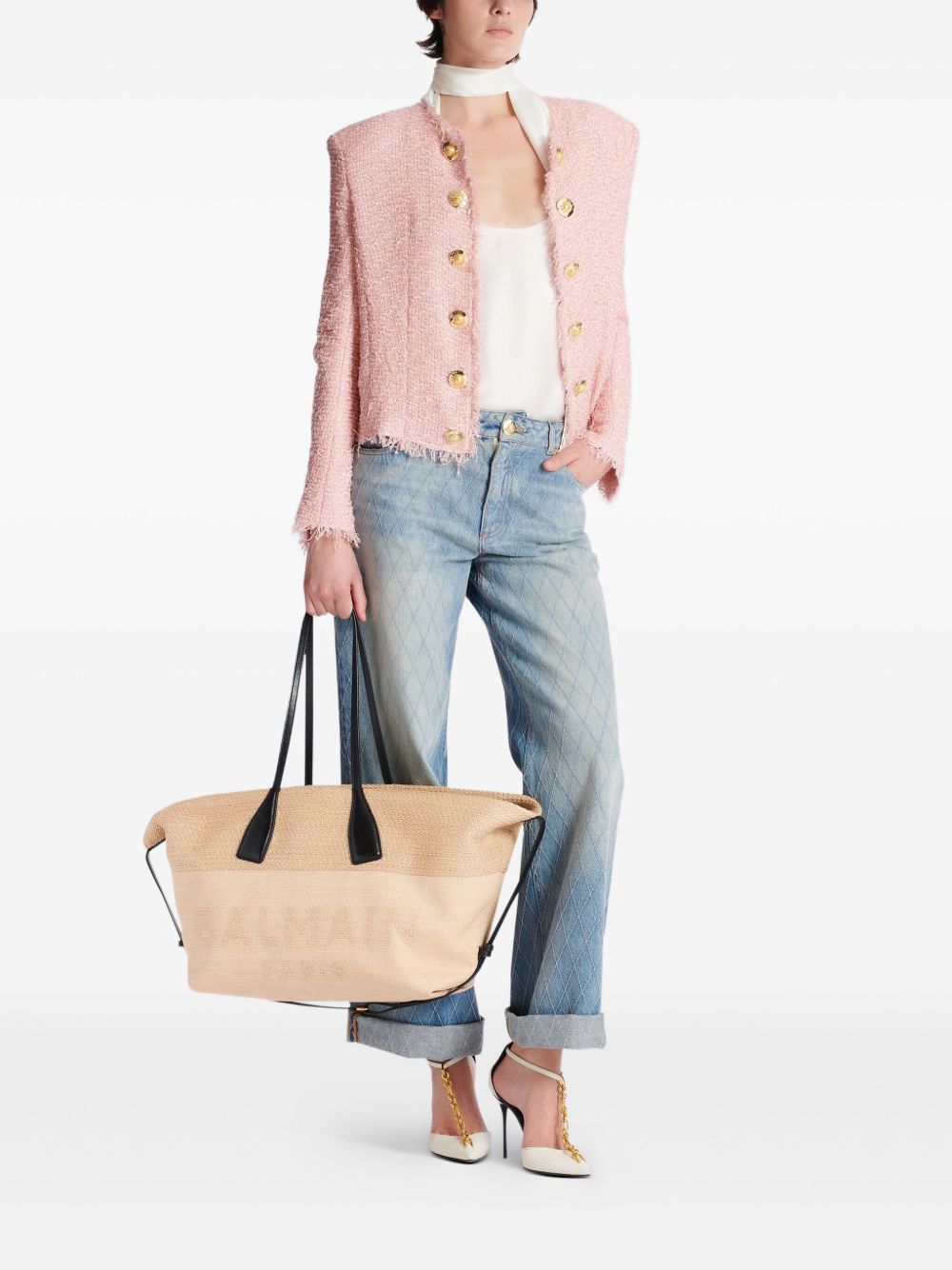 Track Raffia Tote Bag