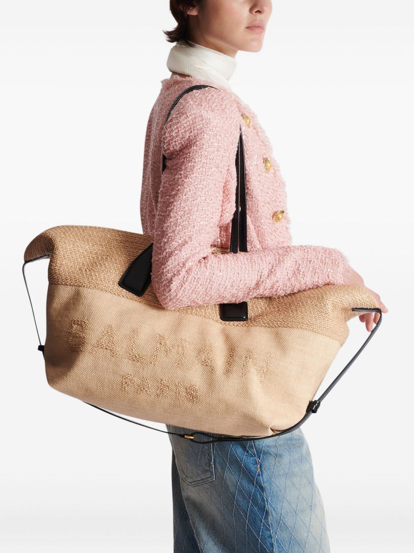 Track Raffia Tote Bag