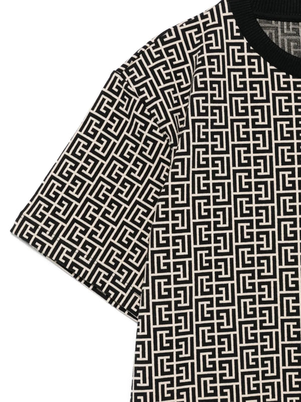 T-shirt in jacquard con monogramma PB labirinto