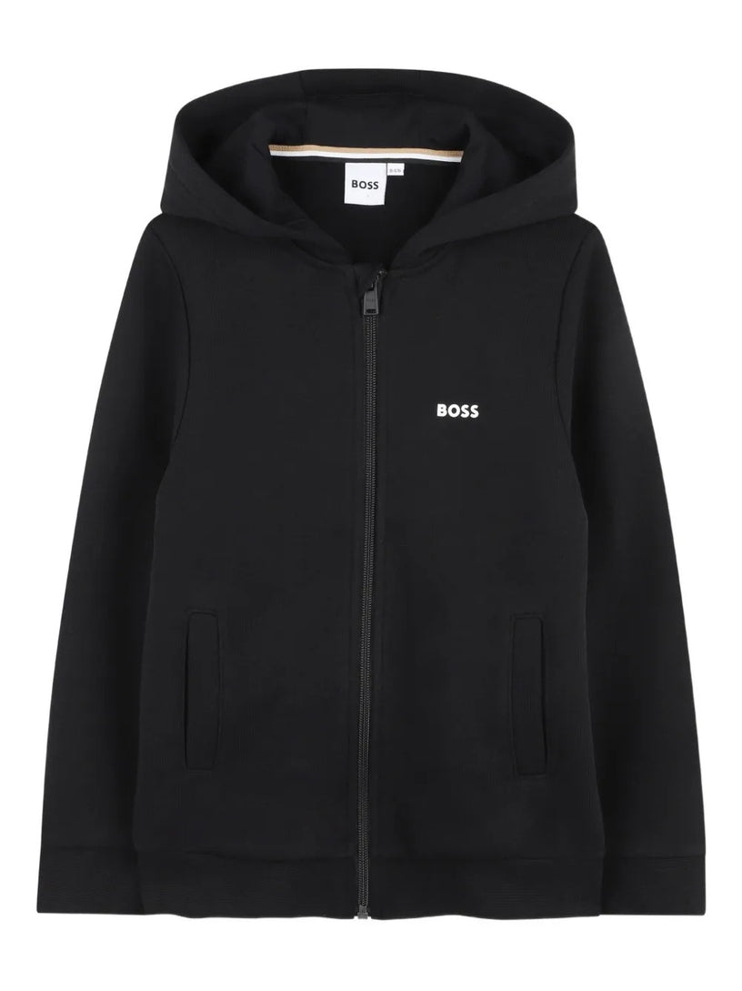 Logo-detail zip-up hoodie