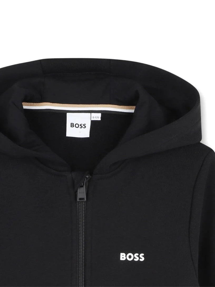 Logo-detail zip-up hoodie