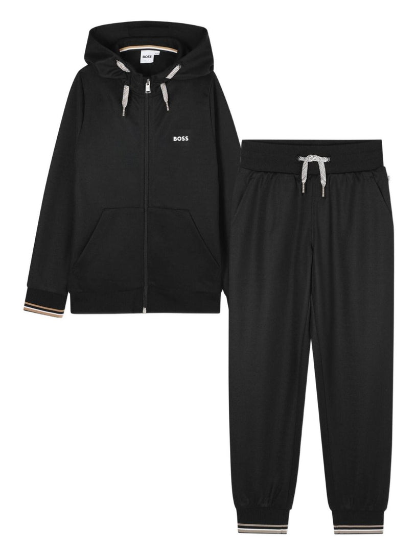 Hooded zip-up tracksuit set