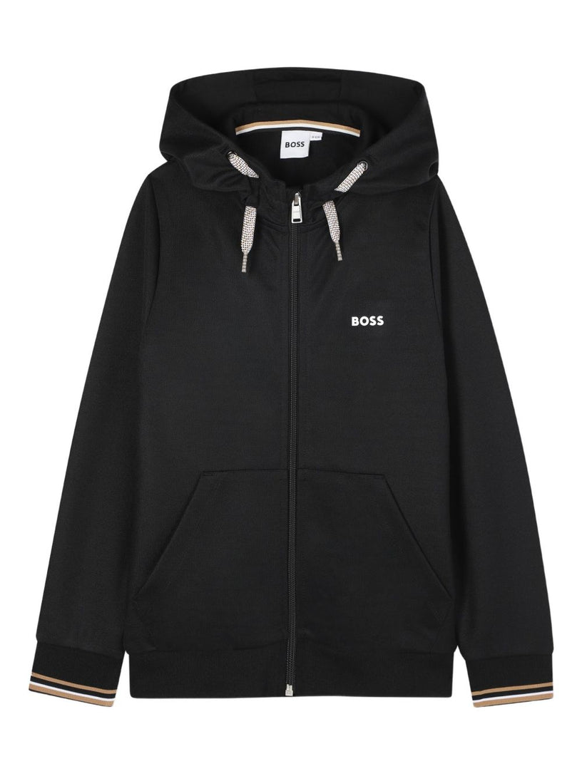 Hooded zip-up tracksuit set