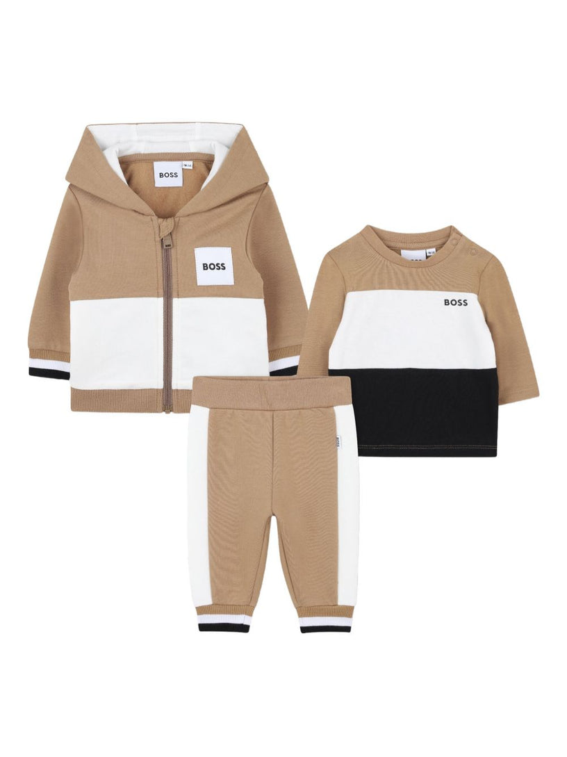 Colour-blocked hooded tracksuit set