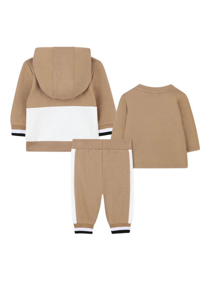 Colour-blocked hooded tracksuit set