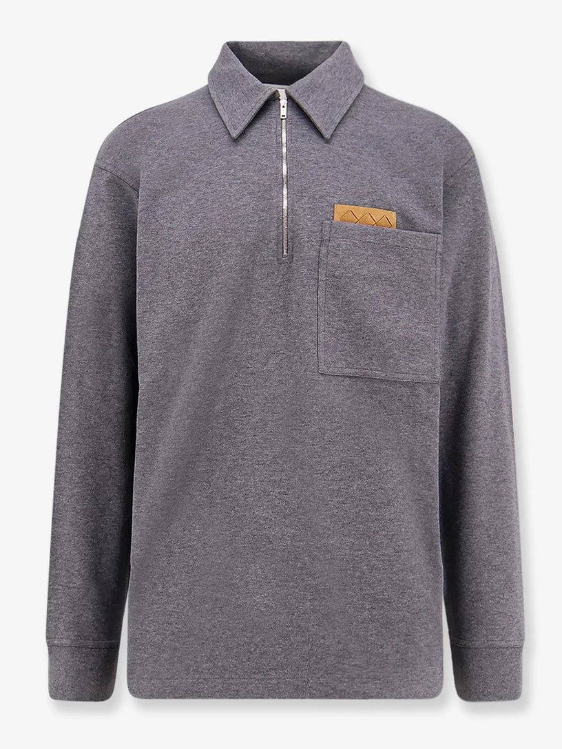 Double melange cotton polo shirt