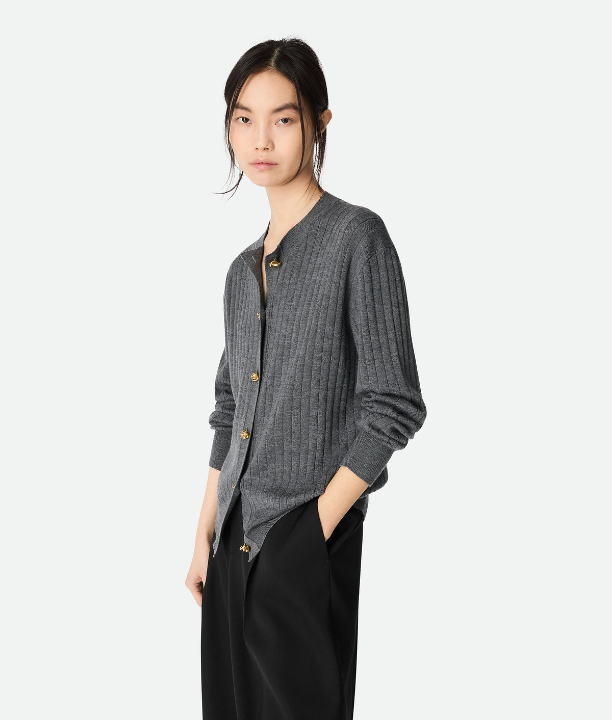 Ribbed wool cardigan
