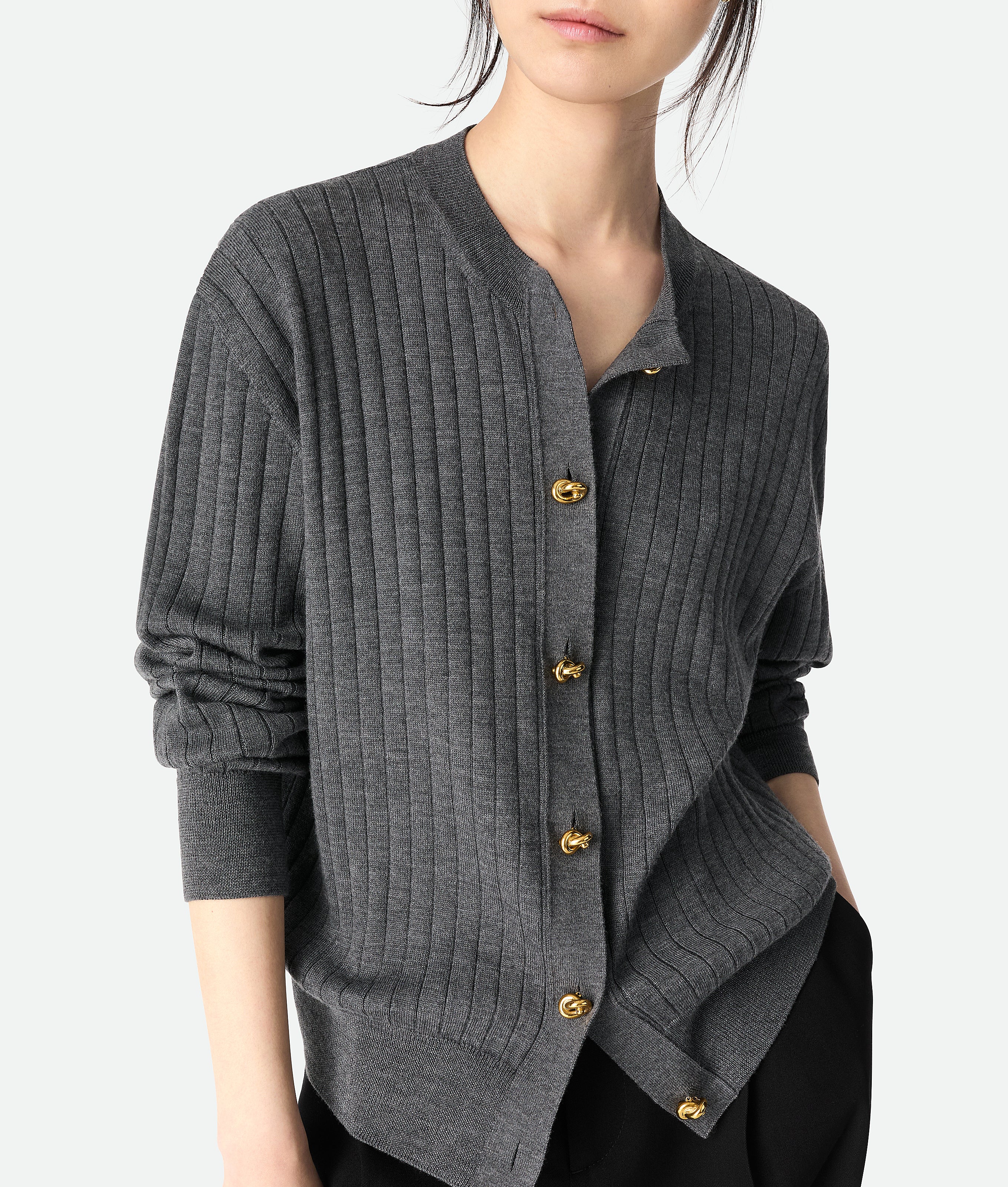 Bottega Veneta Ribbed Wool Cardigan Bottega Veneta Rib-Knit