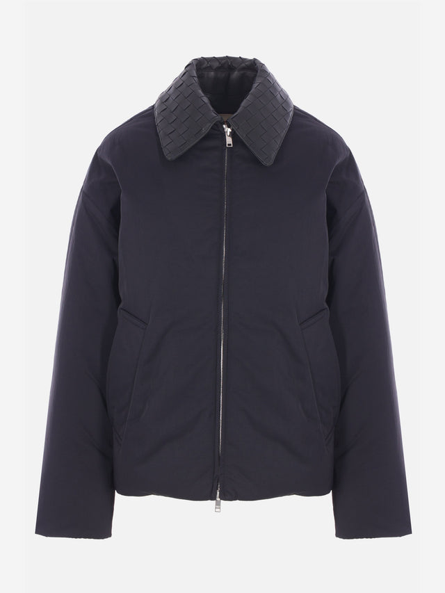 Down jacket with Intrecciato collar