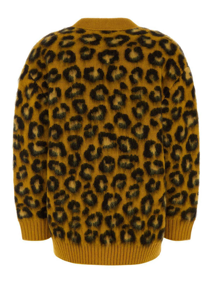 Leopard jacquard cardigan