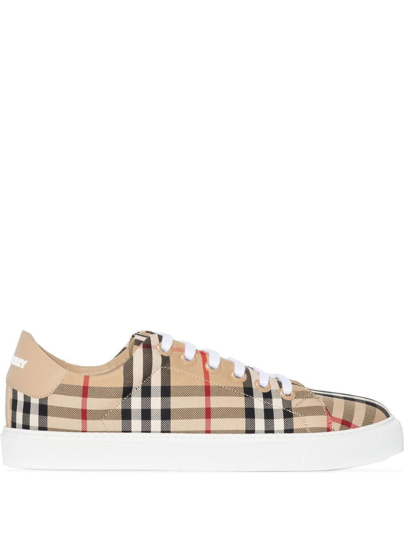 Leather and Check Sneaker