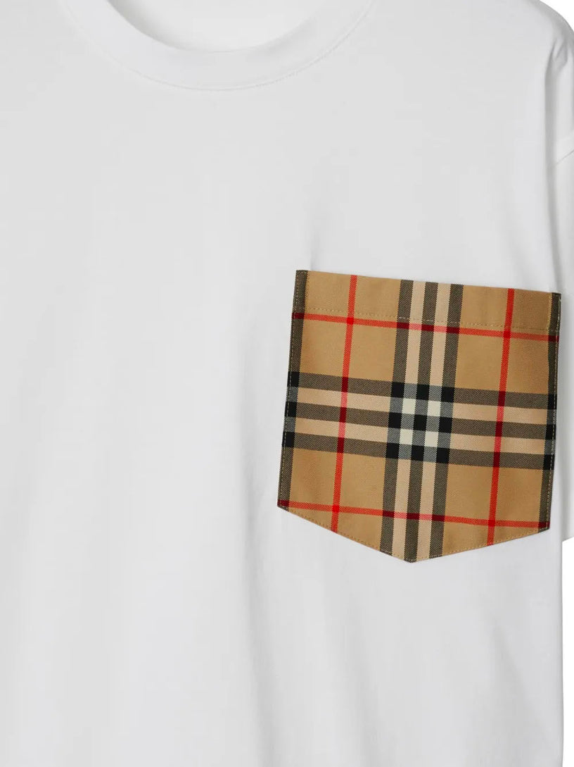 Cotton T-shirt with Check pocket