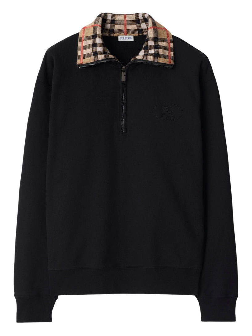 Check Collar Half-zip Sweatshirt