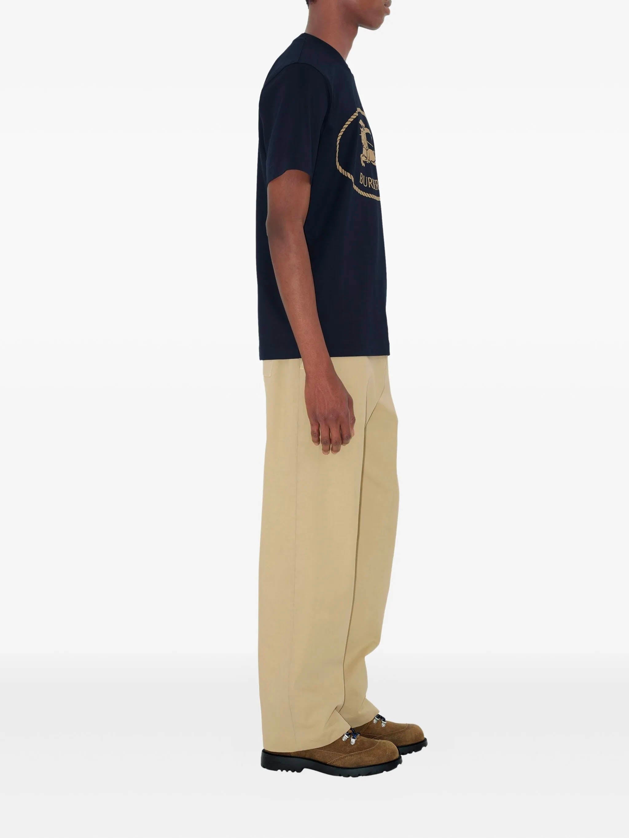 Cotton T-shirt with Knight Stamp Burberry Blu | Grifo210