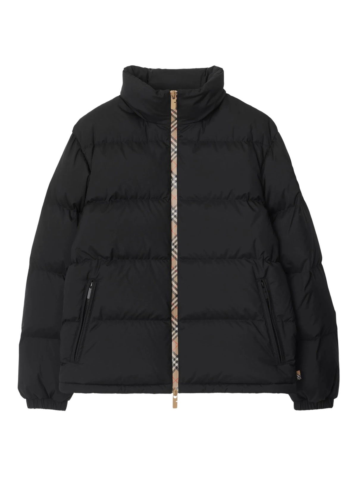 Down jacket with check finishes