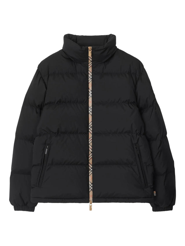 Down jacket with check finishes