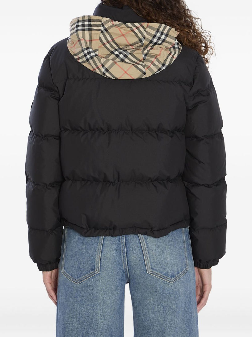 Check Trim Puffer Jacket Burberry Nero | Grifo210