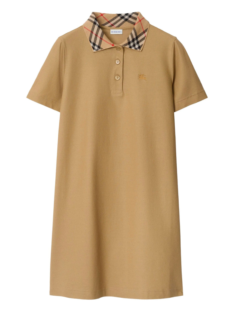 Cotton polo-style dress with check collar