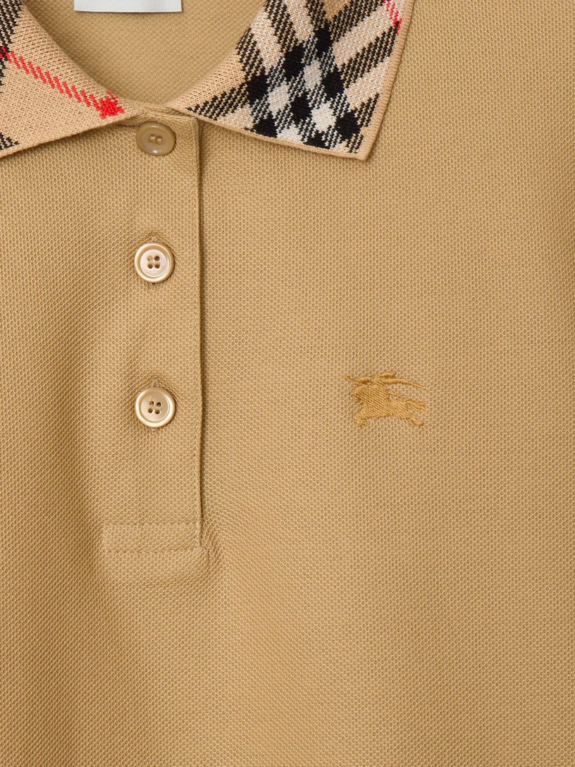 Cotton polo-style dress with check collar