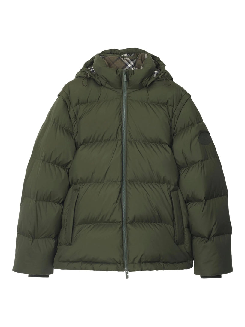 Down jacket with detachable sleeves