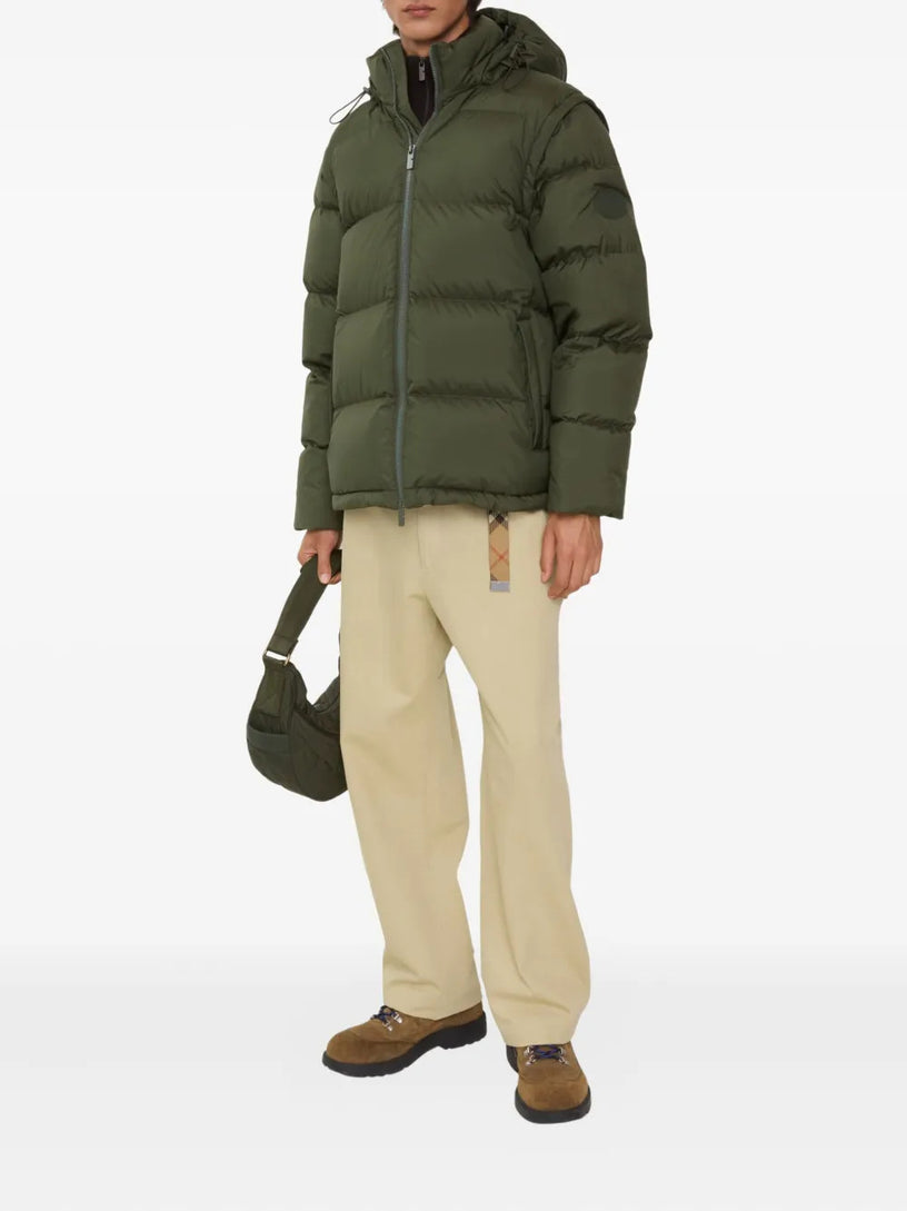 Down jacket with detachable sleeves