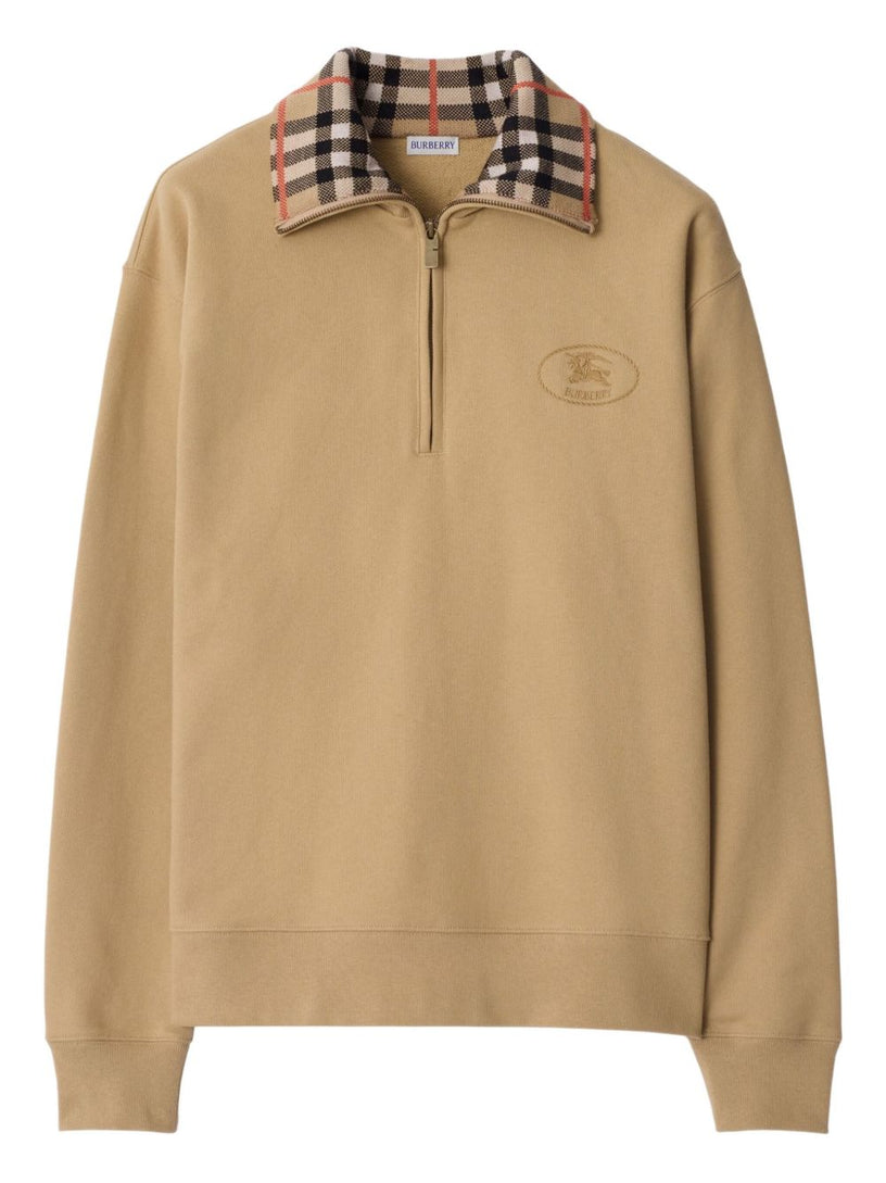 Check Collar Half-zip Sweatshirt