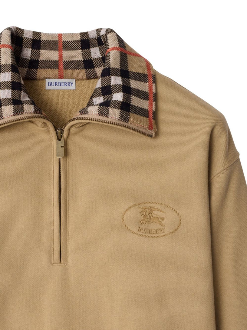 Check Collar Half-zip Sweatshirt