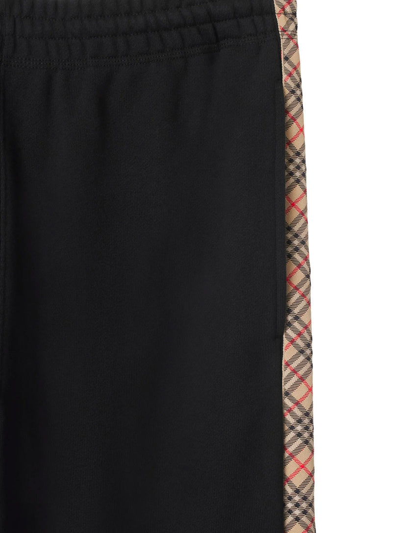 Cotton Jogging Pants with Check Trim