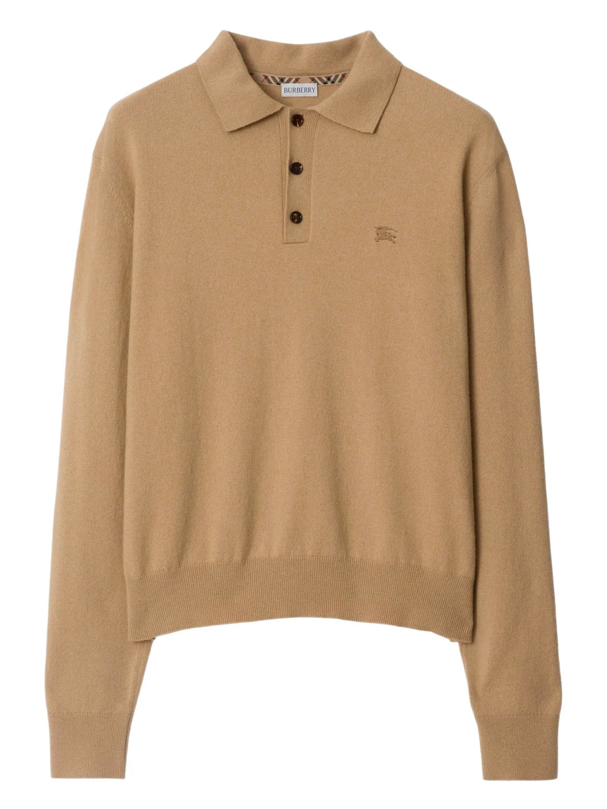 Long-sleeved cashmere blend polo shirt