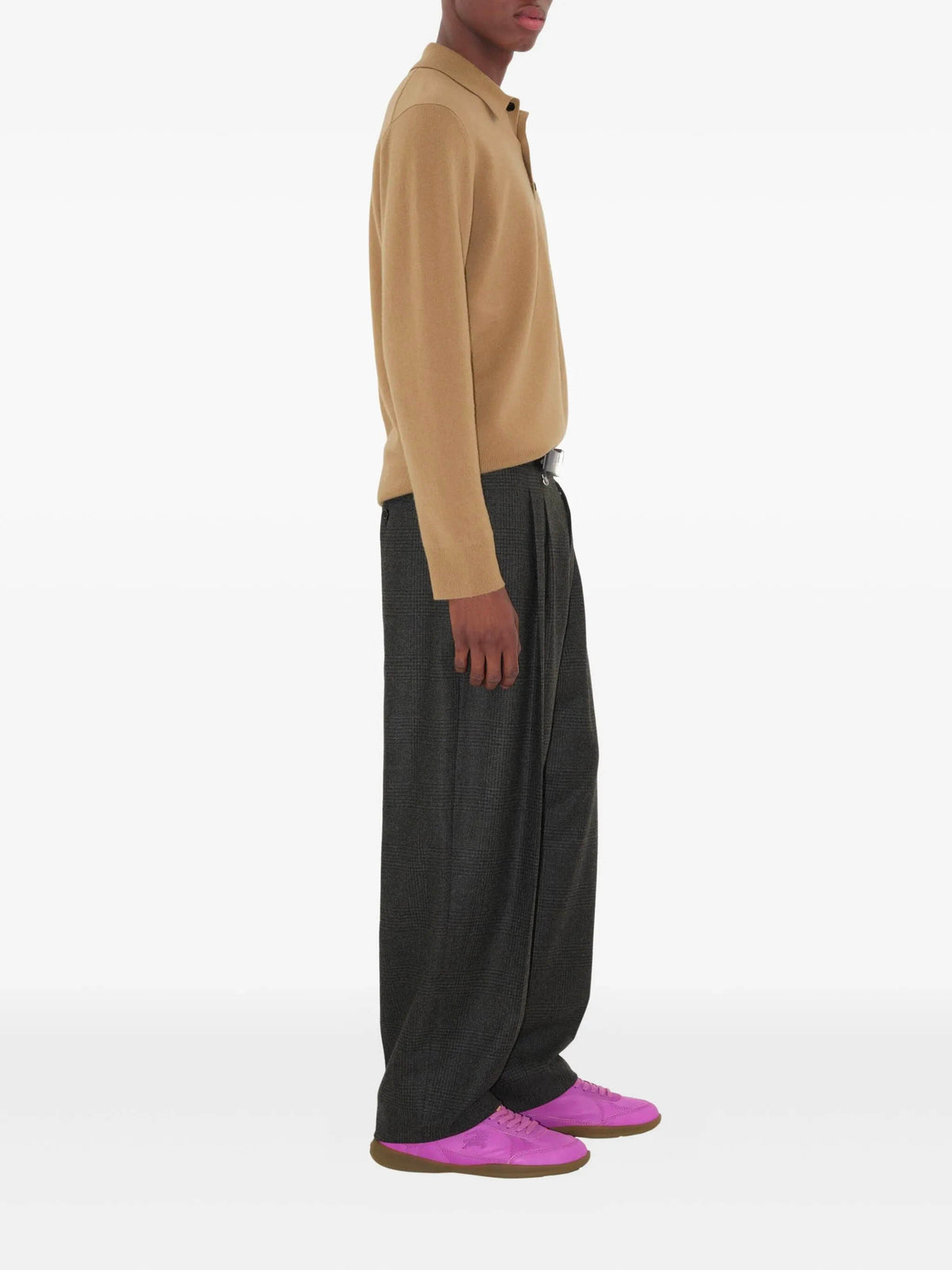 Long-sleeved cashmere blend polo shirt