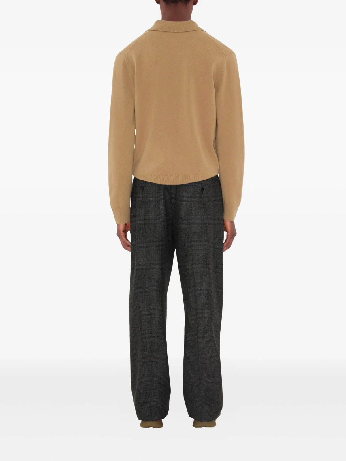 Long-sleeved cashmere blend polo shirt