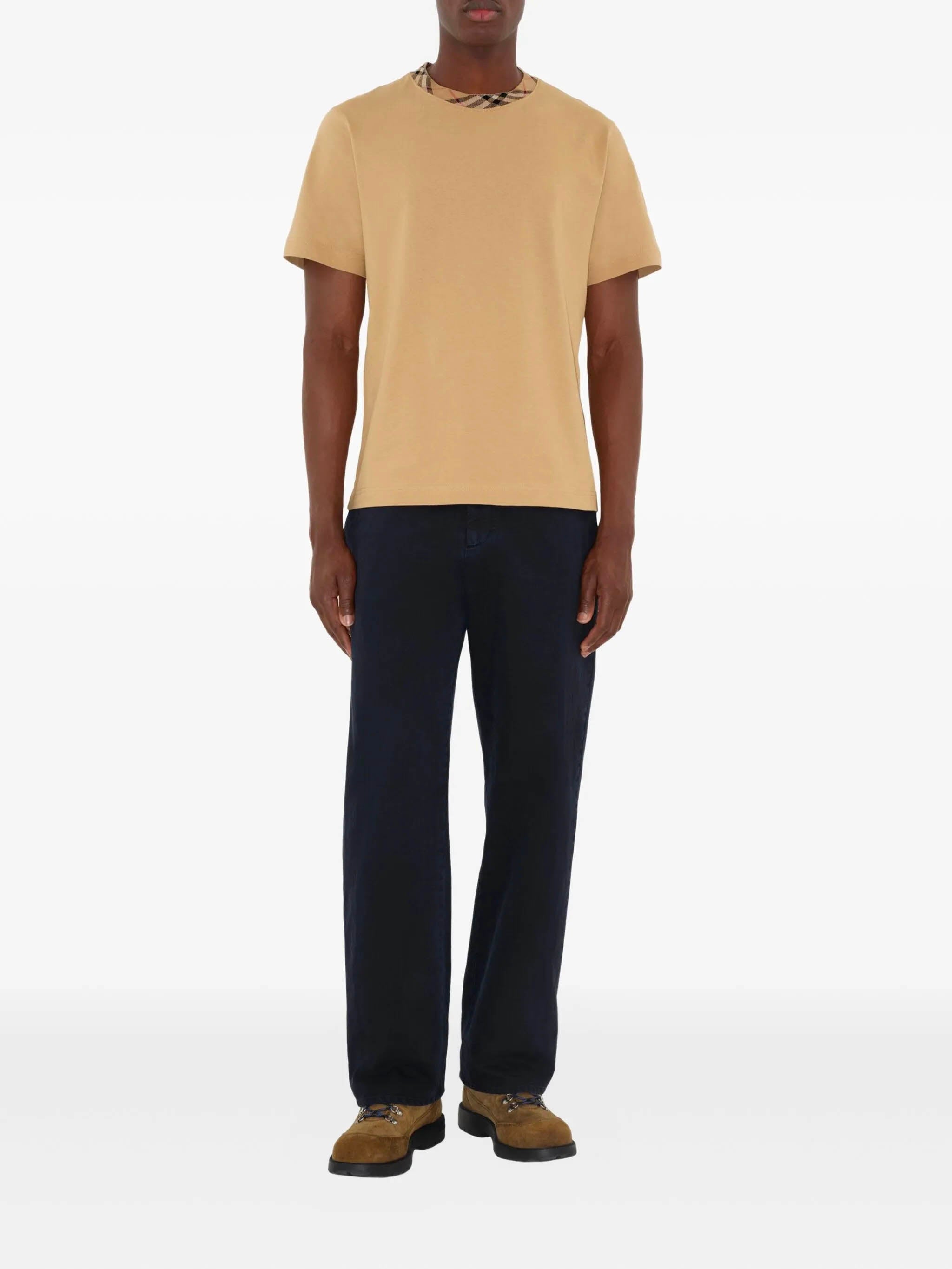 ★Burberry★ Beige チェックトリムTシャツ Check trim t-shirt Burberry Beige | Grifo210