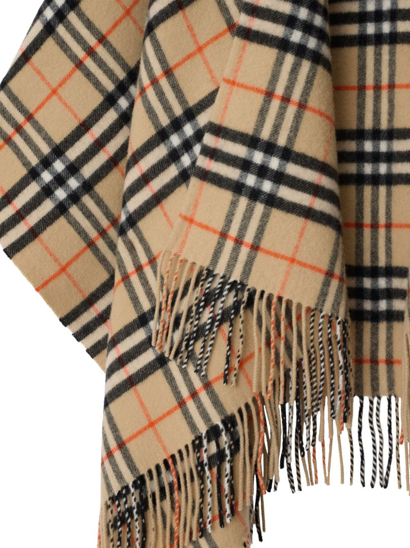 Wool and Cashmere Check Cape