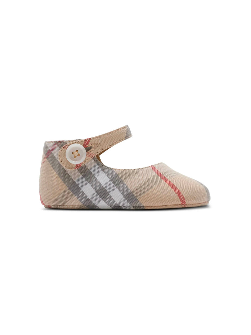 Check Cotton Mary Jane Flats