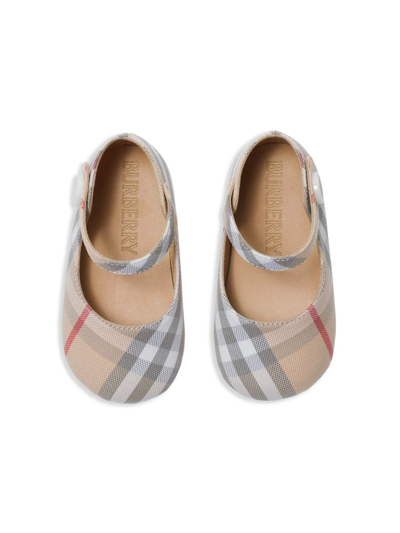 Check Cotton Mary Jane Flats