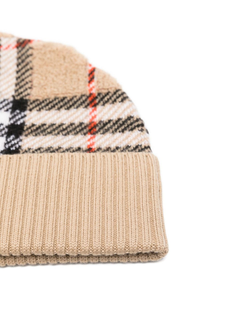 Wool check cap
