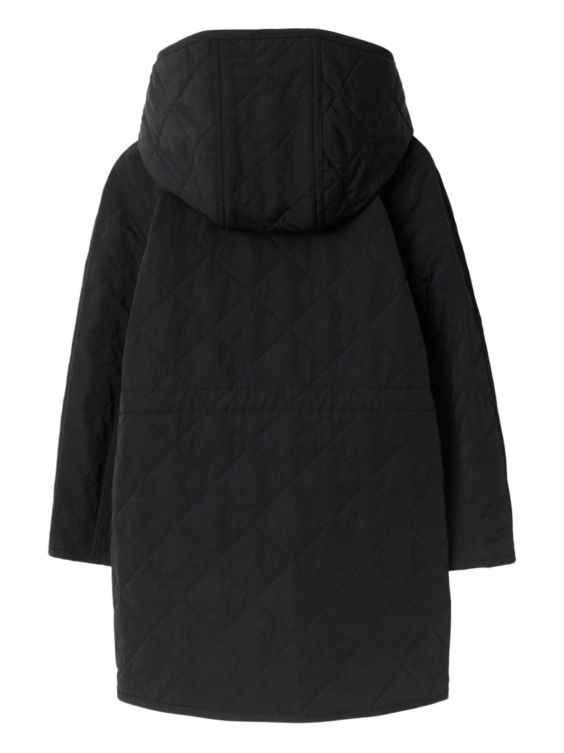 Quilted nylon coat with hood