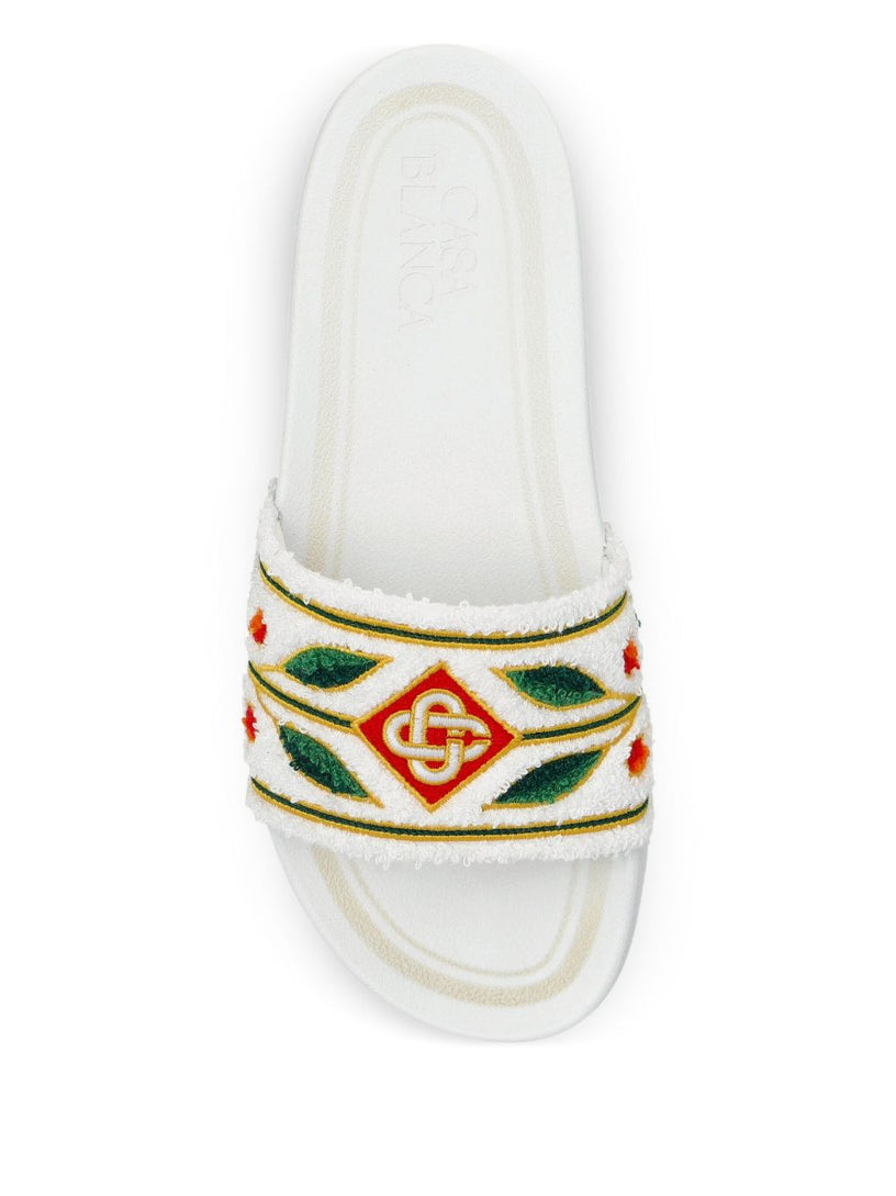 Embroidered terry slider