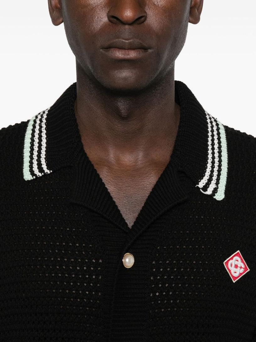 Long-sleeved crochet shirt