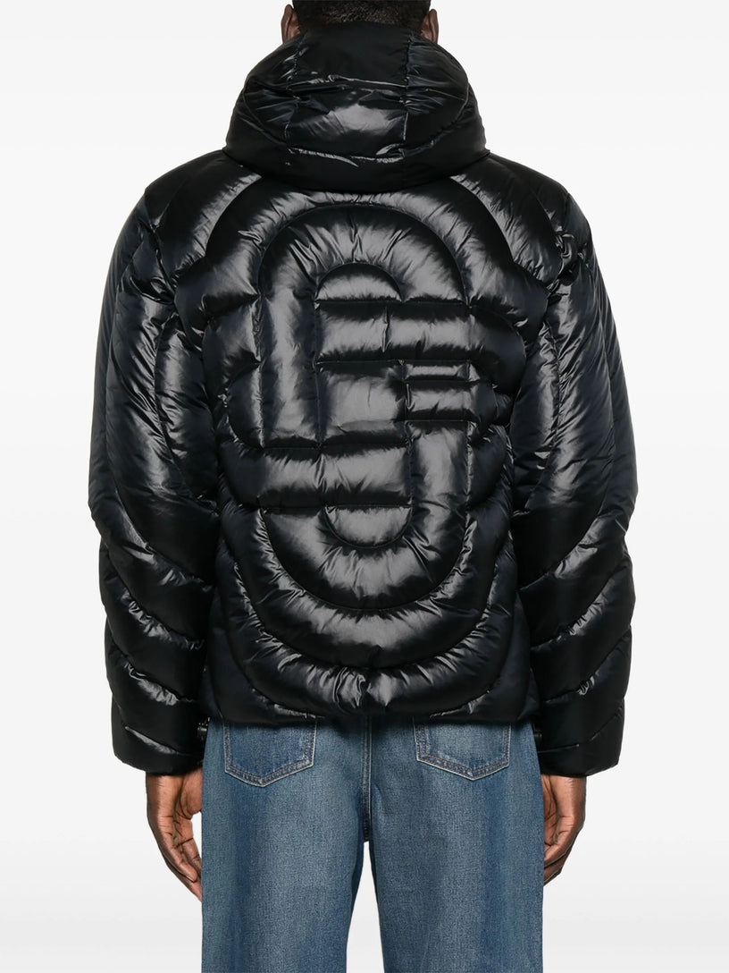 Quilted nylon down jacket with monogram