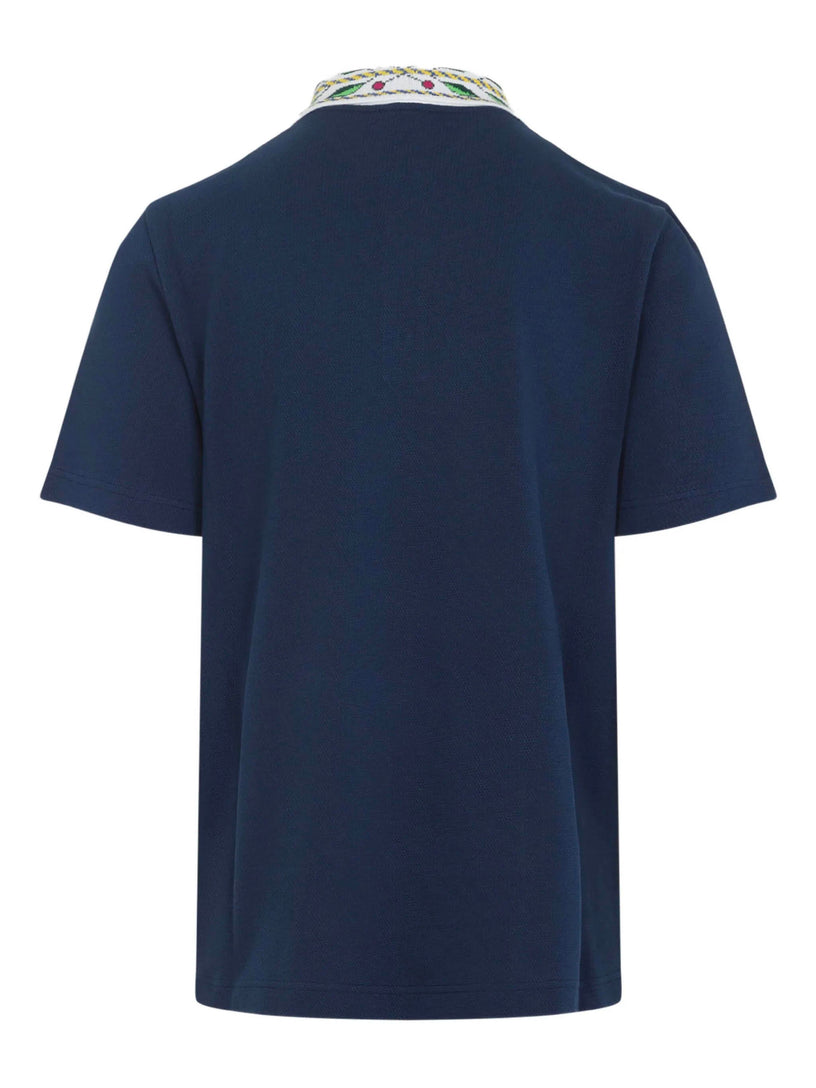Short-sleeved polo shirt in laurel piqué