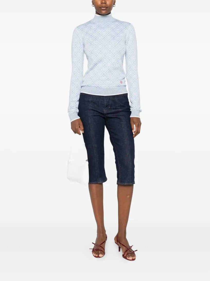 High neck with lurex monogram