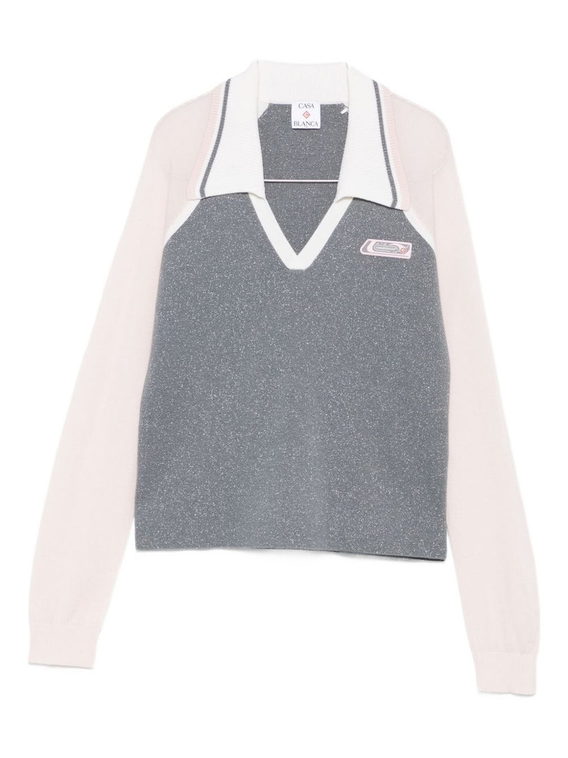 Long-sleeved merino wool tennis polo