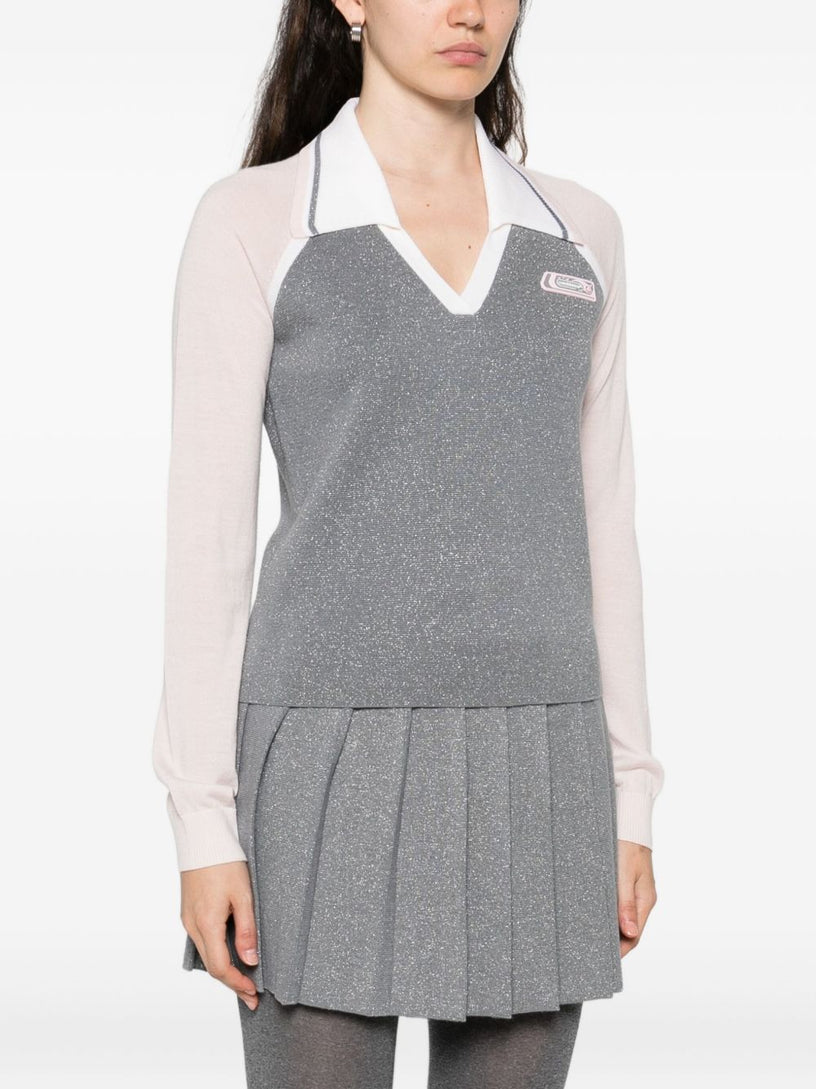 Long-sleeved merino wool tennis polo