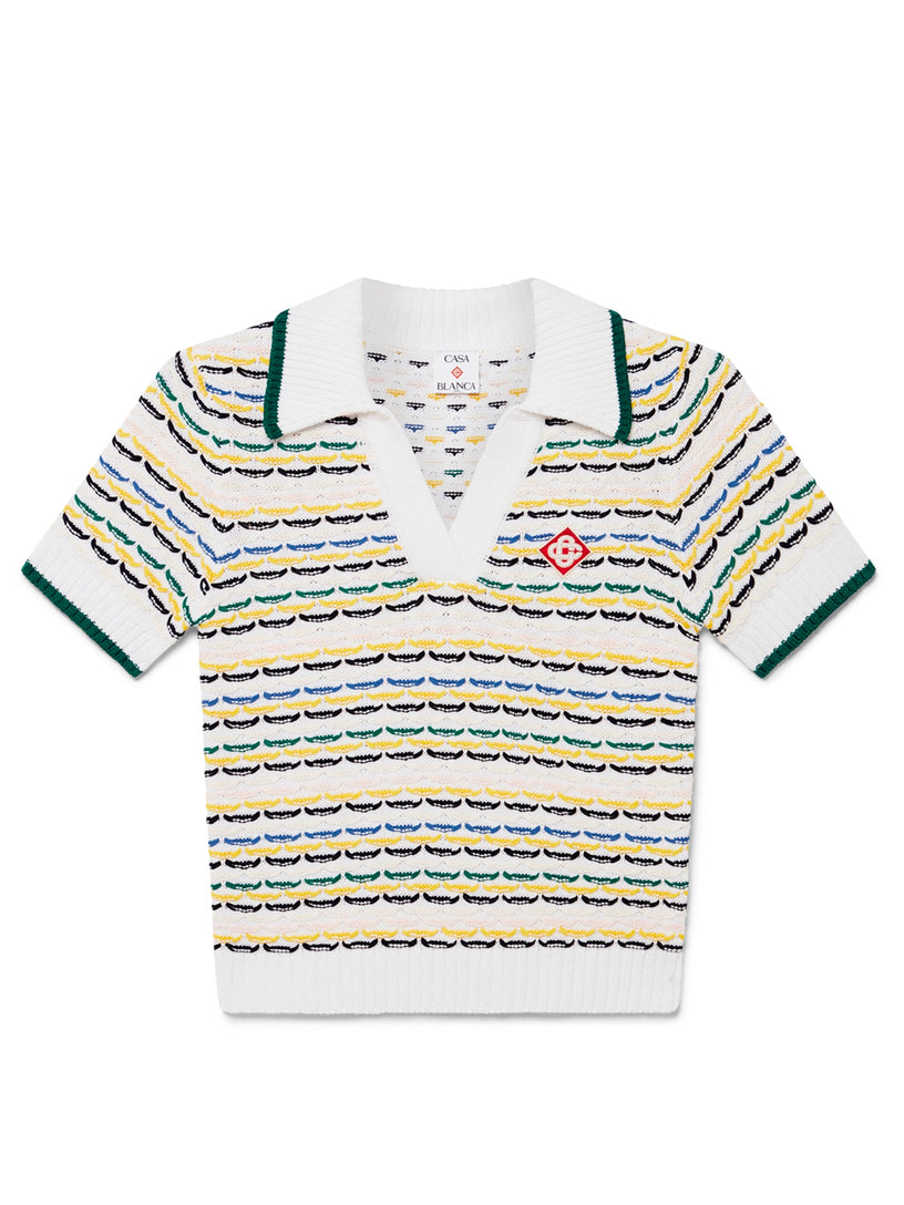 Tuck Stitch Cropped Polo Shirt